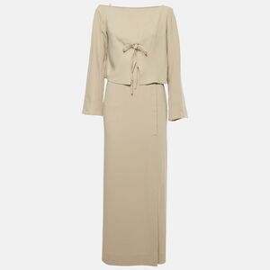 Mugler Taupe Crepe Cold Shoulder Top & Skirt Set M
